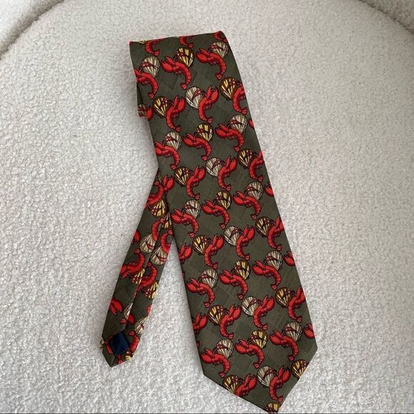 Vintage Lobster Clam Print Tie - Picture 1 of 5